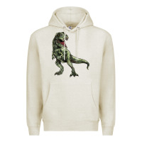 Oatmeal Heather T-rex Premium Hoodie - HowdyJamesFarm