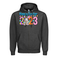 Charcoal Heather Happy Easter 2023 Easter Day Zipper Hoodie - HowdyJamesFarm