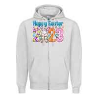 Dove Grey Happy Easter 2023 Easter Day Zipper Hoodie - HowdyJamesFarm