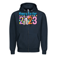Navy Happy Easter 2023 Easter Day Zipper Hoodie - HowdyJamesFarm