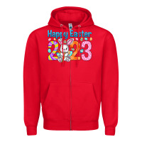 Red Happy Easter 2023 Easter Day Zipper Hoodie - HowdyJamesFarm