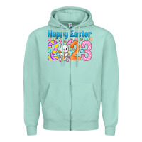 Seafoam Happy Easter 2023 Easter Day Zipper Hoodie - HowdyJamesFarm