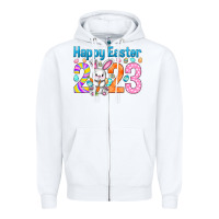 White Happy Easter 2023 Easter Day Zipper Hoodie - HowdyJamesFarm