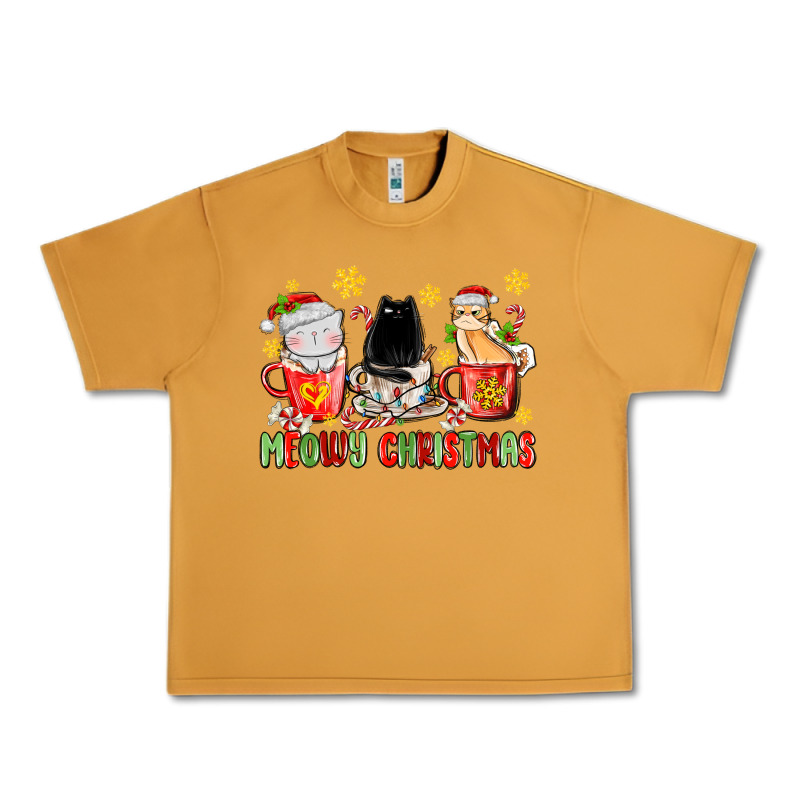 Meowy Christmas Cats Coffee Cups Urban Heavy Tee by MaliasSmallBusiness | Teevron