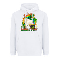 White Happy Dentist St. Patrick's Day Heavyweight Hoodie - HowdyJamesFarm
