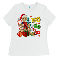 White Christmas ho ho ho skeleton Ladies Tee - AdoDesignShop