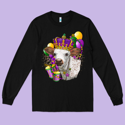 Mardi Gras Longhorn Calf Long Sleeve Tee Designed By Lillyallendesigns