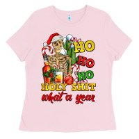 Bubblegum Pink Christmas ho ho ho holy shit what a year skeleton Ladies Tee - AdoDesignShop