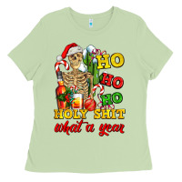 Matcha Christmas ho ho ho holy shit what a year skeleton Ladies Tee - AdoDesignShop