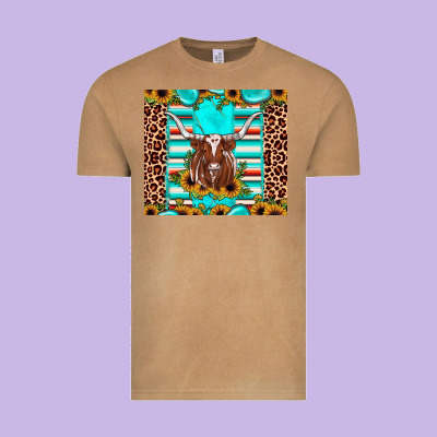 Texas Longhorn Sunflower Gemstone Vintage Tee Designed By Jahusdesignshop