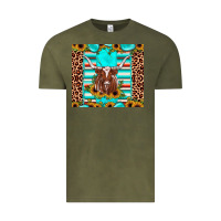 Vintage Olive texas longhorn sunflower gemstone Vintage Tee - JahusDesignShop