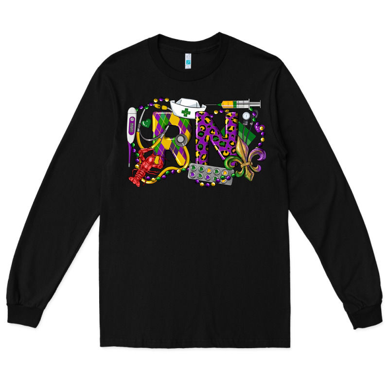 Rn Registered Nurse Mardi Gras Long Sleeve Tee by LillyAllenDesigns | Teevron