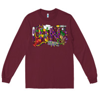 Burgundy RN Registered Nurse Mardi Gras Long Sleeve Tee - LillyAllenDesigns