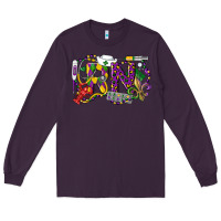 Plum RN Registered Nurse Mardi Gras Long Sleeve Tee - LillyAllenDesigns