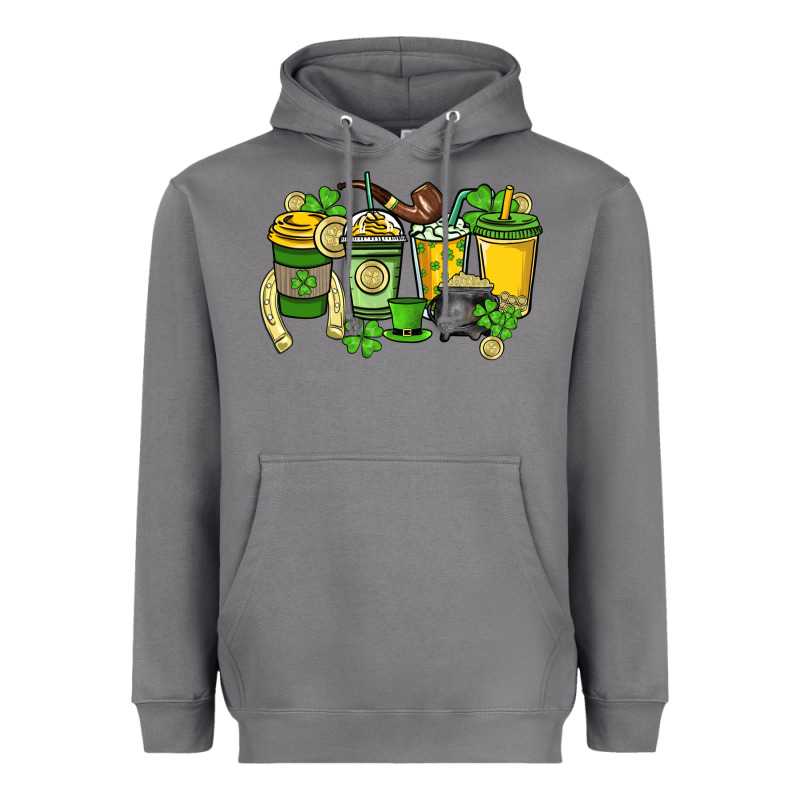 St. Patrick's Day Coffee Cups Heavyweight Hoodie by HowdyJamesFarm | Teevron