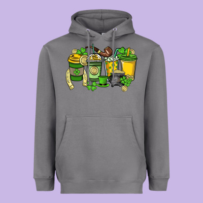 St. Patrick's Day Coffee Cups Heavyweight Hoodie Designed By Howdyjamesfarm