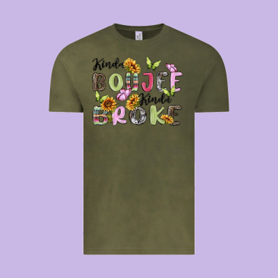 Kinda Boujee Kinda Broke Vintage Tee Designed By Maliassmallbusiness