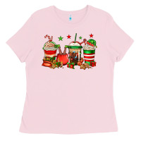 Bubblegum Pink Christmas elfs coffee Ladies Tee - Jasminsmagicworld