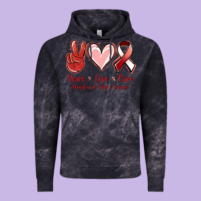 Peace Love Cure Heart And Neck Cancer Vintage Hoodie Designed By Jasminsmagicworld