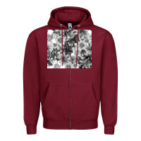 Burgundy black and white floral Zipper Hoodie - TumblerDesignByShophia