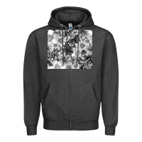 Charcoal Heather black and white floral Zipper Hoodie - TumblerDesignByShophia