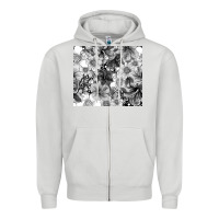 Dove Grey black and white floral Zipper Hoodie - TumblerDesignByShophia
