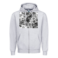 Heather Grey black and white floral Zipper Hoodie - TumblerDesignByShophia