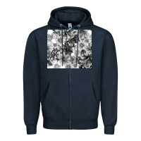 Navy black and white floral Zipper Hoodie - TumblerDesignByShophia