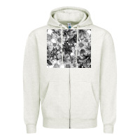 Oatmeal Heather black and white floral Zipper Hoodie - TumblerDesignByShophia