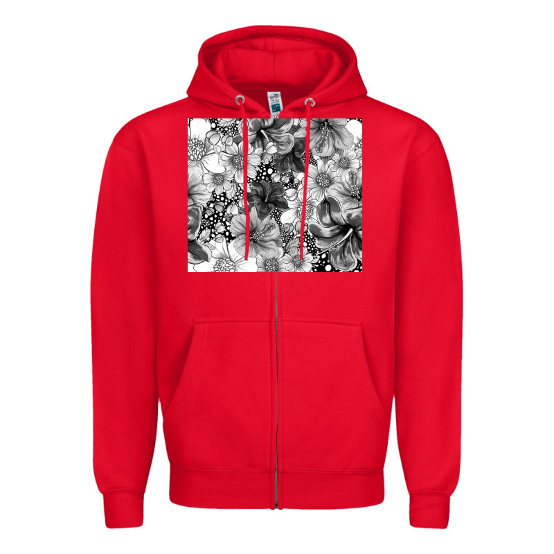 Black And White Floral Zipper Hoodie by TumblerDesignByShophia | Teevron