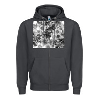 Smoke black and white floral Zipper Hoodie - TumblerDesignByShophia