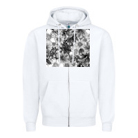 White black and white floral Zipper Hoodie - TumblerDesignByShophia