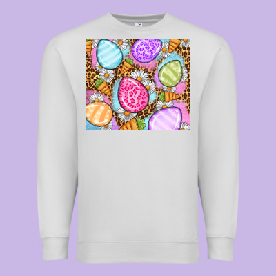 Easter Eggs Daisies Carrots Premium Sweatshirt Designed By Oliviacreatesart