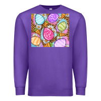 Purple Easter eggs daisies carrots Premium Sweatshirt - OliviaCreatesArt