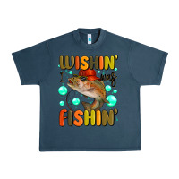 Midnight Navy wishing i was fishing Urban Heavy Tee - MaliasSmallBusiness