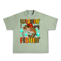 Oil Green wishing i was fishing Urban Heavy Tee - MaliasSmallBusiness