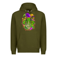 Army Green Mardi Gras with skeleton hand Premium Hoodie - HowdyJamesFarm