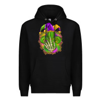 Black Mardi Gras with skeleton hand Premium Hoodie - HowdyJamesFarm