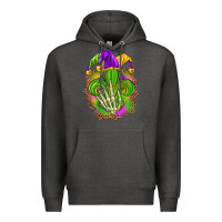 Charcoal Heather Mardi Gras with skeleton hand Premium Hoodie - HowdyJamesFarm