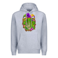 Heather Grey Mardi Gras with skeleton hand Premium Hoodie - HowdyJamesFarm