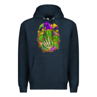 Navy Mardi Gras with skeleton hand Premium Hoodie - HowdyJamesFarm