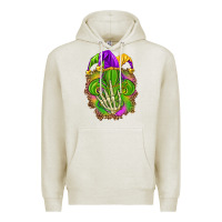 Oatmeal Heather Mardi Gras with skeleton hand Premium Hoodie - HowdyJamesFarm