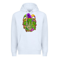 White Mardi Gras with skeleton hand Premium Hoodie - HowdyJamesFarm