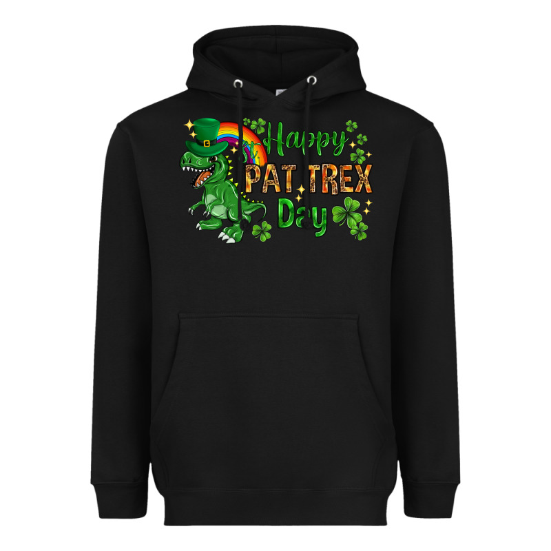 St. Patrick's Happy Pat T-rex Day With Rainbow Heavyweight Hoodie by HowdyJamesFarm | Teevron