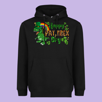 St. Patrick's Happy Pat T-rex Day With Rainbow Heavyweight Hoodie Designed By Howdyjamesfarm