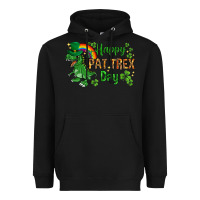Black St. Patrick's Happy Pat T-Rex Day with rainbow Heavyweight Hoodie - HowdyJamesFarm