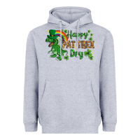 Heather Grey St. Patrick's Happy Pat T-Rex Day with rainbow Heavyweight Hoodie - HowdyJamesFarm