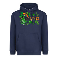 Navy St. Patrick's Happy Pat T-Rex Day with rainbow Heavyweight Hoodie - HowdyJamesFarm