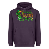 Plum St. Patrick's Happy Pat T-Rex Day with rainbow Heavyweight Hoodie - HowdyJamesFarm