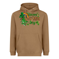 Toasted Coconut St. Patrick's Happy Pat T-Rex Day with rainbow Heavyweight Hoodie - HowdyJamesFarm